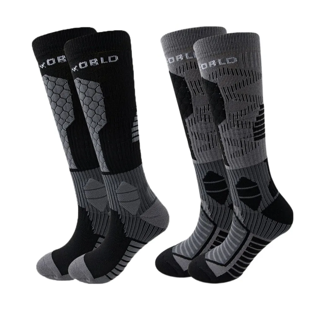

2 pairs Thicker Design Ski Socks High Elastic Moisture Wicking Sports Socks Long Tube Warm Mountaineering Socks Outdoor Sports