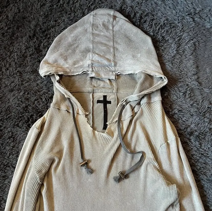 LGB visual department antique back cross stitching retro goth hooded sweater jacket