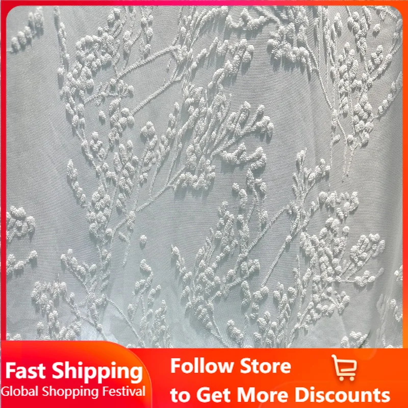 3D Embossed Yuandai Sheer Curtain Custom Size Premium Window Screen Curtains for Living Dining Room Bedroom Rideaux Voilage