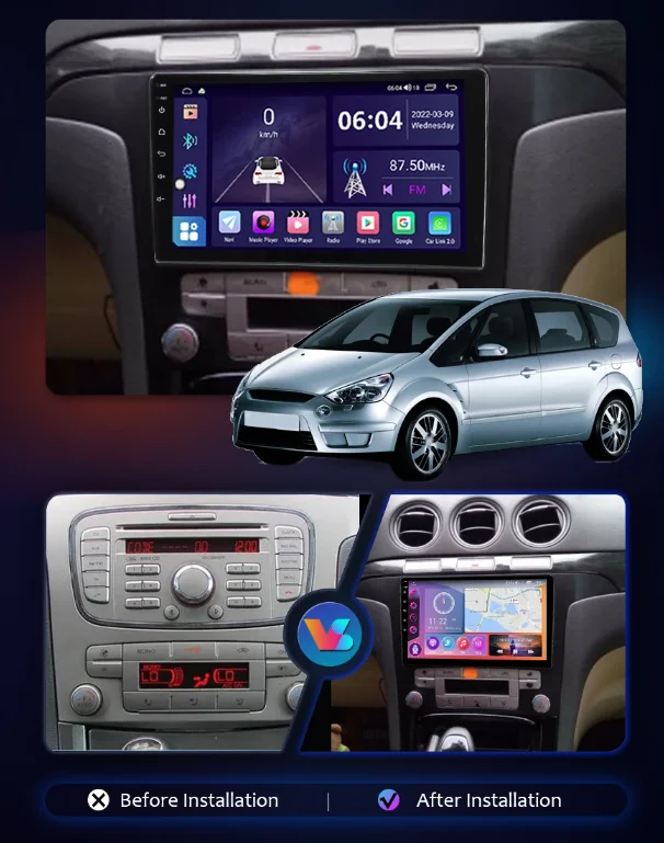 2 din for ford s-max 2007-2015 Android 13.0 6+128G Multimedia Player Car Radio Wireless Carplay Android Auto Original Car Menu