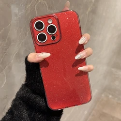 Fashion Red Glitter Bling Shiny Soft Case For iPhone 16 Pro Max 17 Air 15 13 14 Shockproof TPU Ultra Slim Back Cover Shell