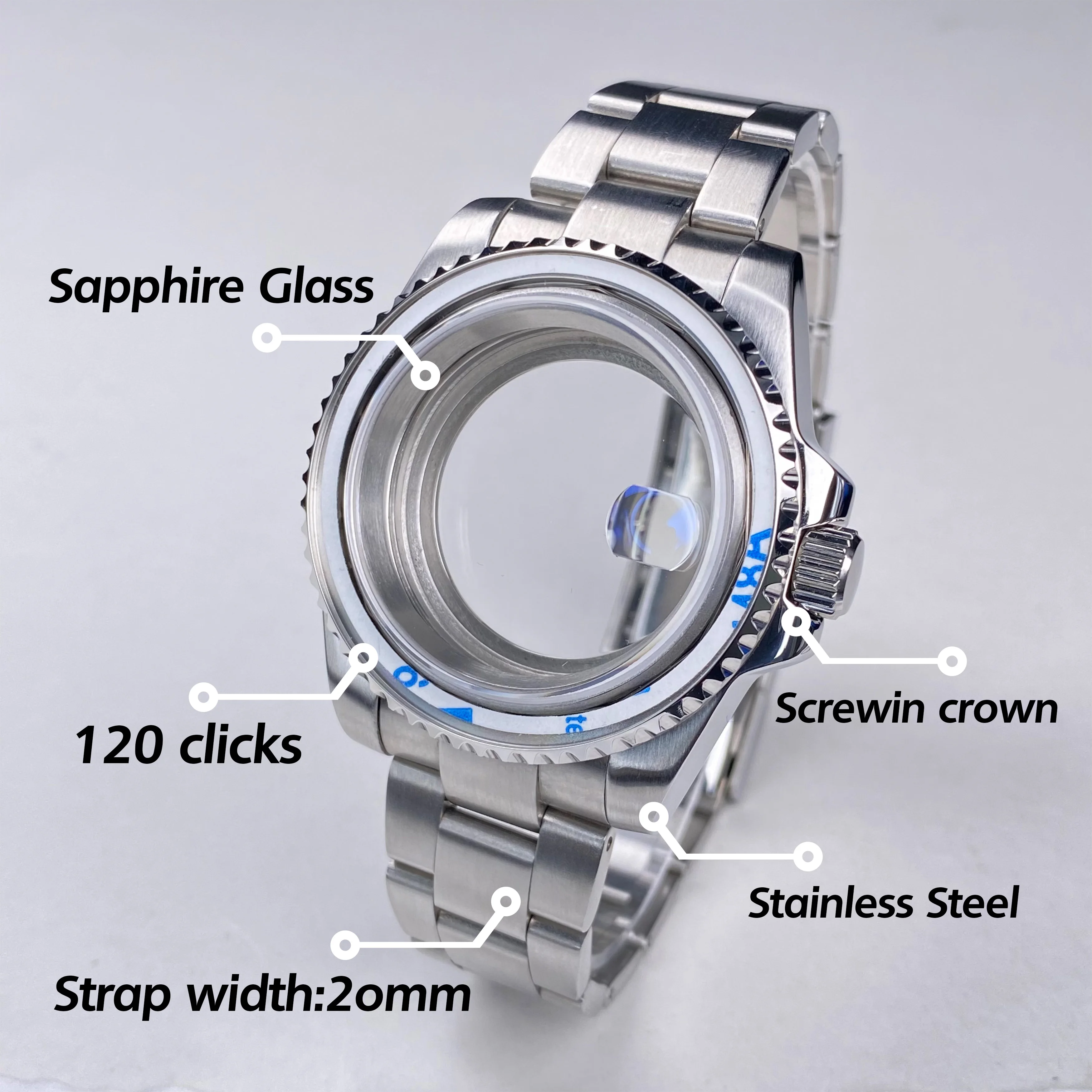 Корпус часов NH35 Sub/GMT, 40 мм, сапфировое стекло из нержавеющей стали, безель с 120 щелчками для механизмов NH34/NH35/NH36, аксессуары Seiko Mod