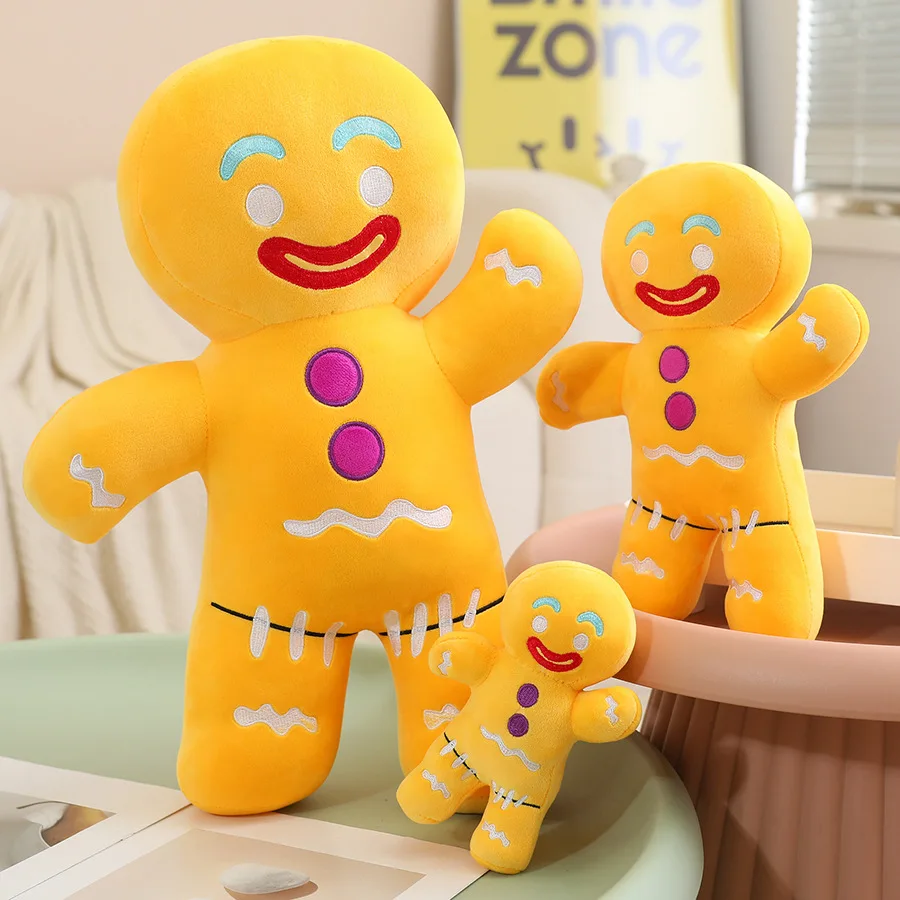 New Cute Gingerbread Man Plush Toy Cartoon Anime Cookie Man Stuffed Toy Soft Girl Doll
