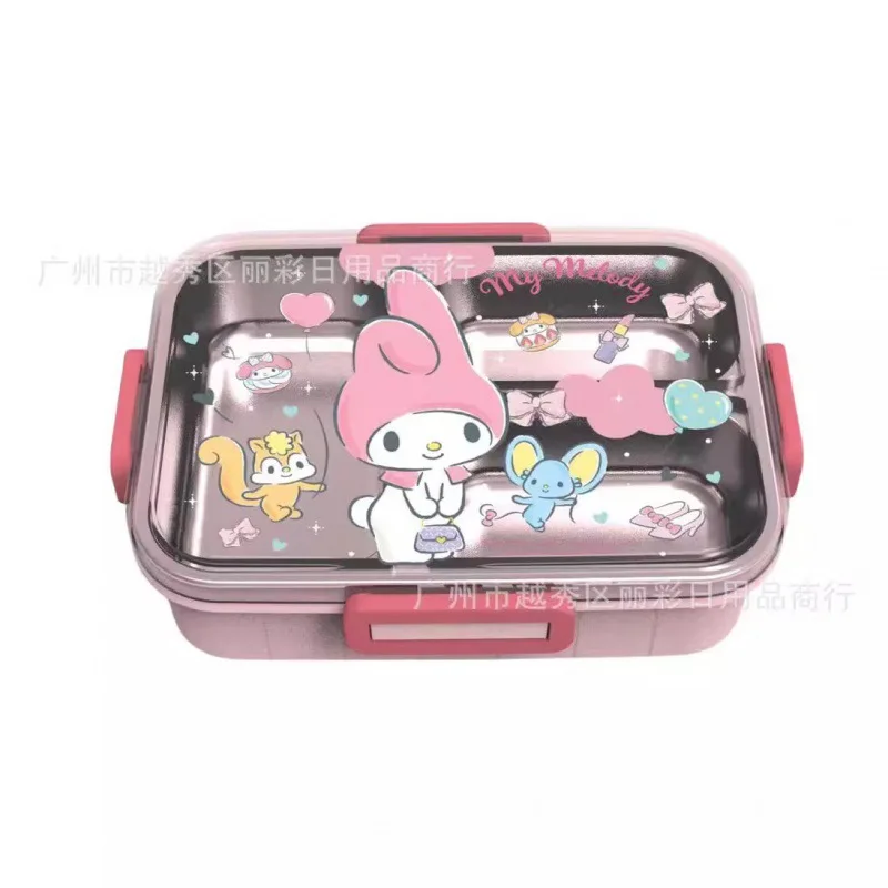 

Горячий ланч-бокс Sanrio для девочек Kuromi Kawaii, аниме, Cutefashion, консервационная изоляция, ланч-бокс из нержавеющей стали, подарок, товары для дома