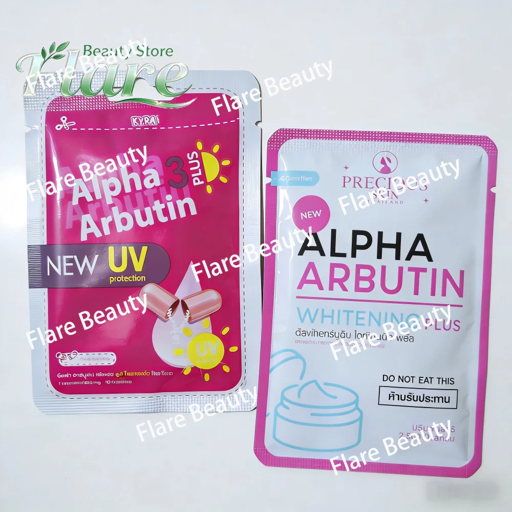 

Thailand Arbutin 3 Plus Skin Brightening Powder Mix with Lotion Glutathione Vitamin C Dark Spots Corrector for Face Body Care