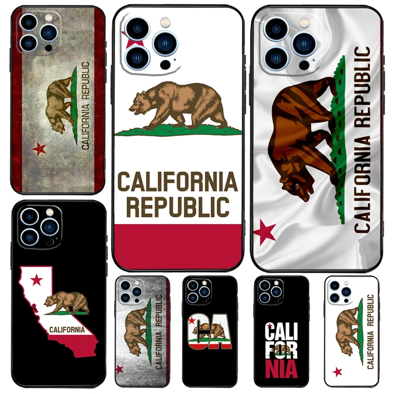 California Flag Phone Case For iPhone 15 16 14 13 12 11 Pro Max Mini Plus XS X XR Back Cover