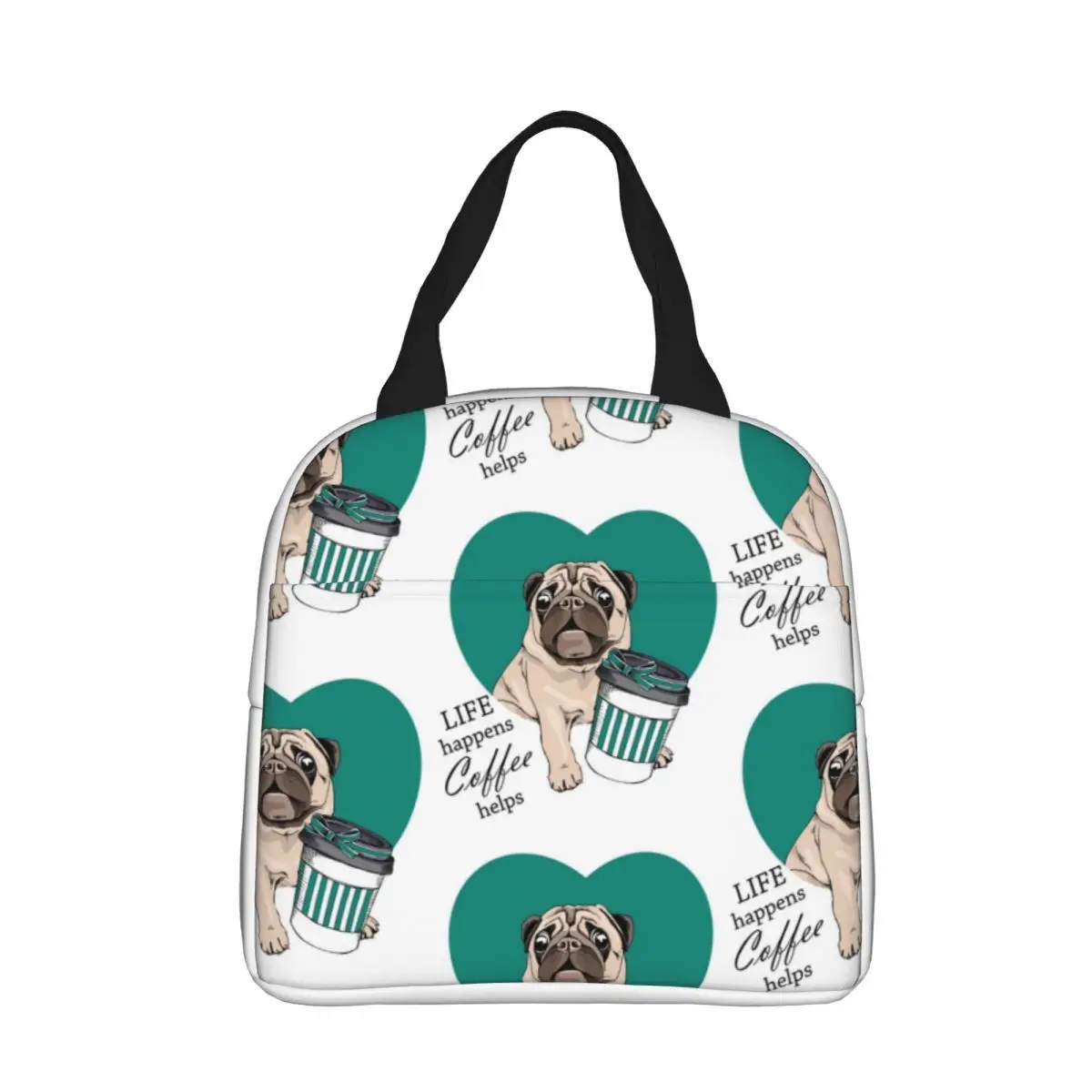 

Cute Pug Dog Insulated Lunch Bag Cooler Bag Meal Container Leakproof Pet Tote Lunch box Men Women Beach Travel