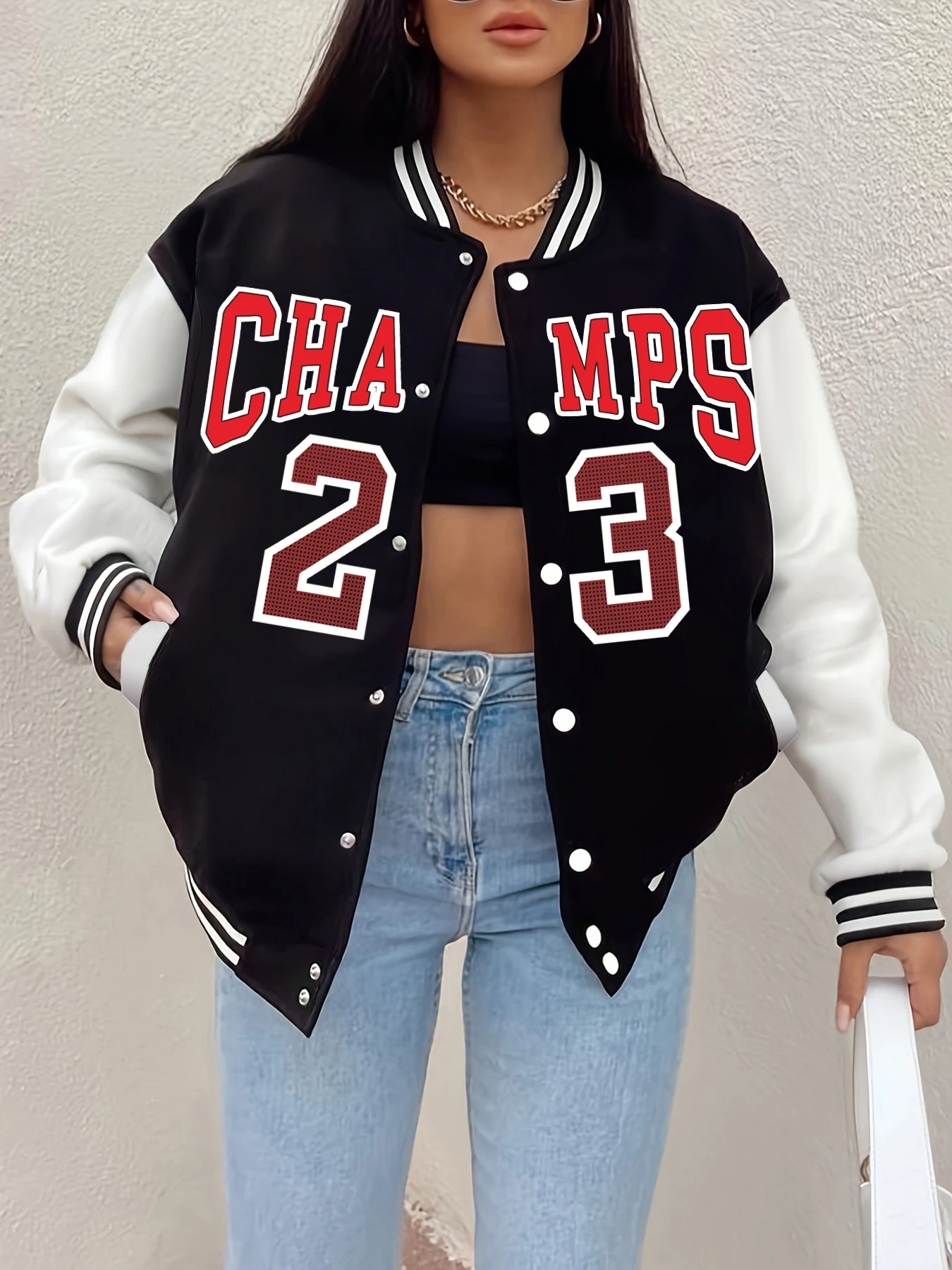 Champs 23 Letter Prints Jackets Women Winter Fleece Baseball Uniform Personality Street Casual Jacket Warm Soft Womans Clothing