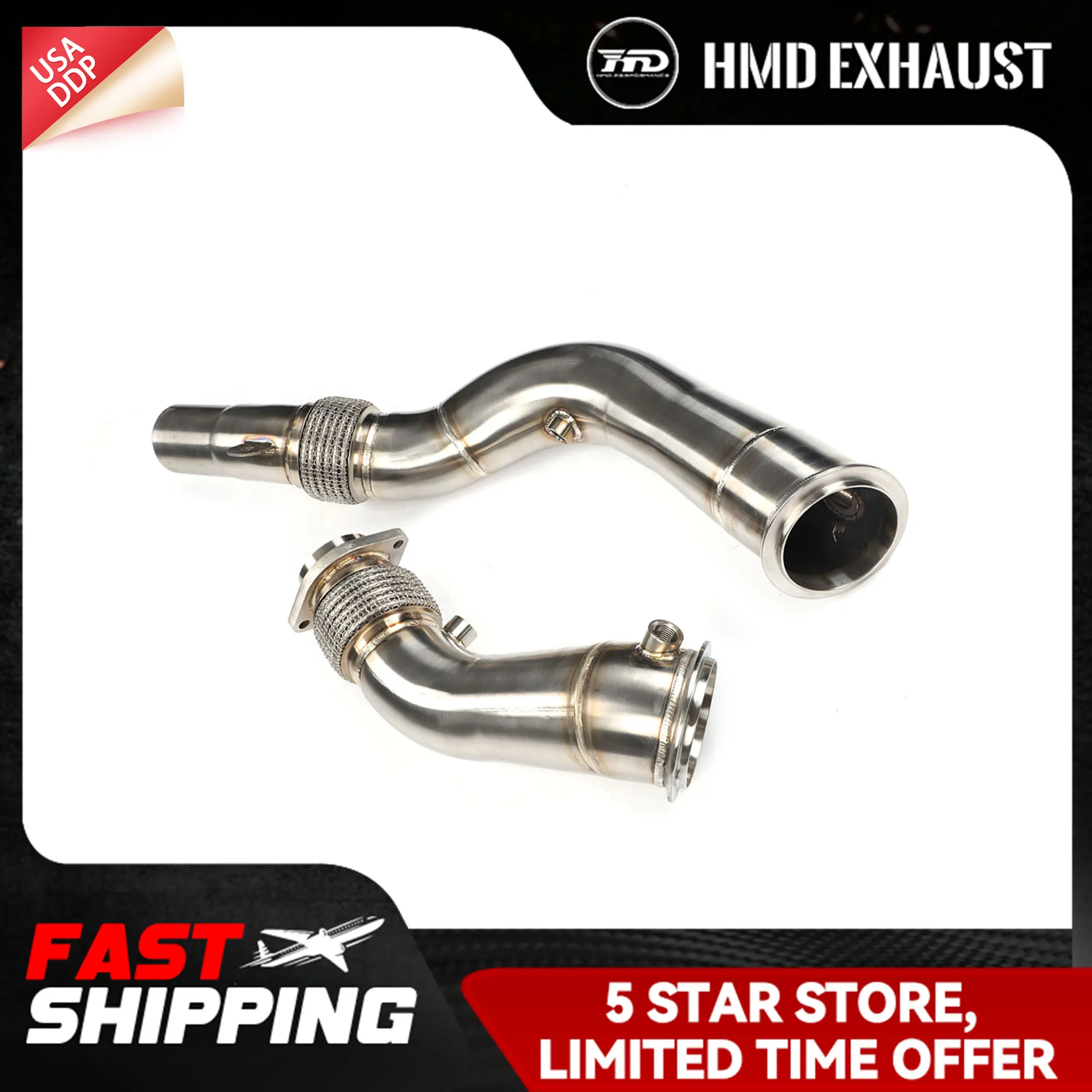 

HMD Exhaust Downpipe for BMW G80 G82 M3 M4 SS304 Lossless installation Without cat Increase pipe diameter Handcrafted