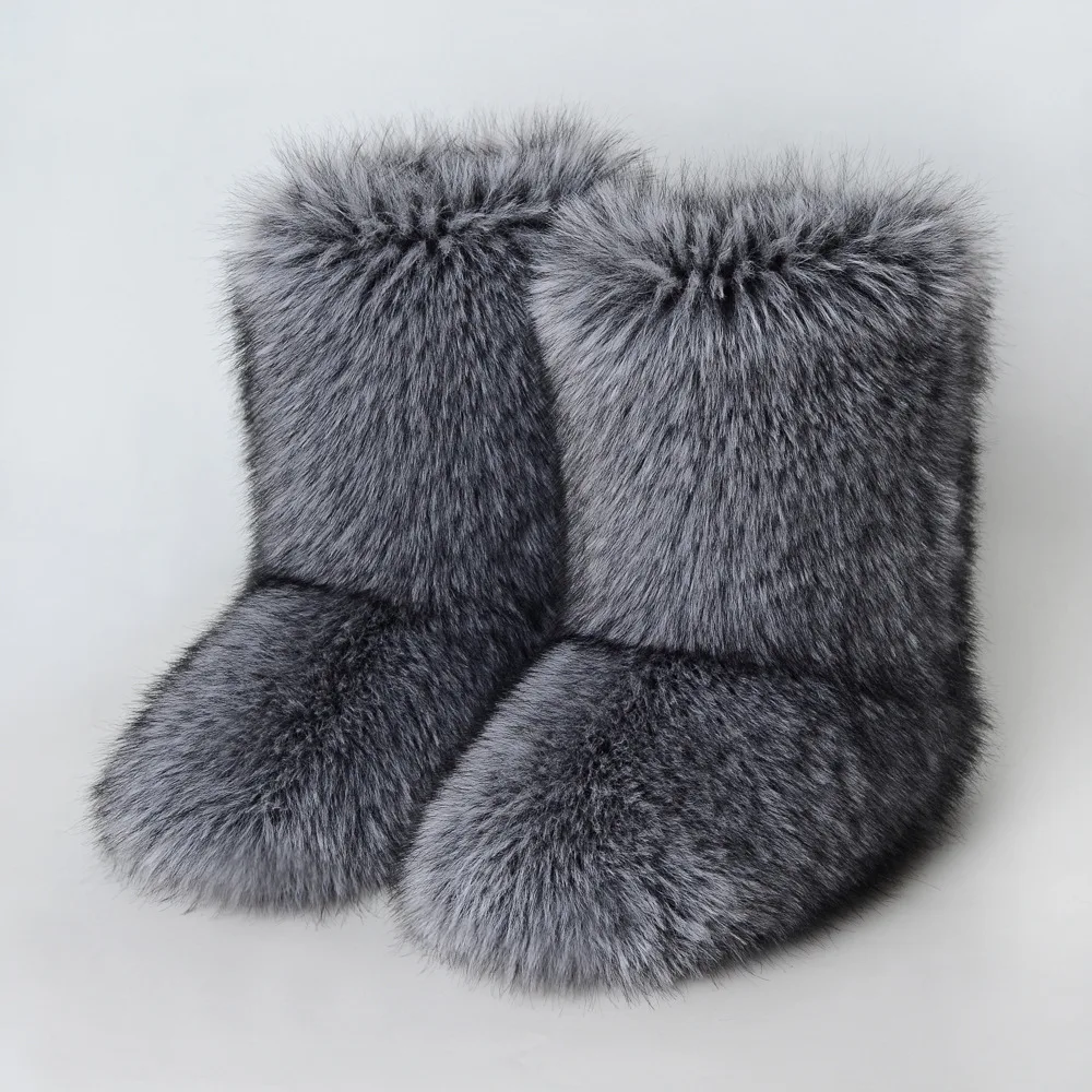 

2024 Winter Imitation Raccoon Hair Fox Hair Y2k Medium Women's Winter Fur Fur Snow Boots