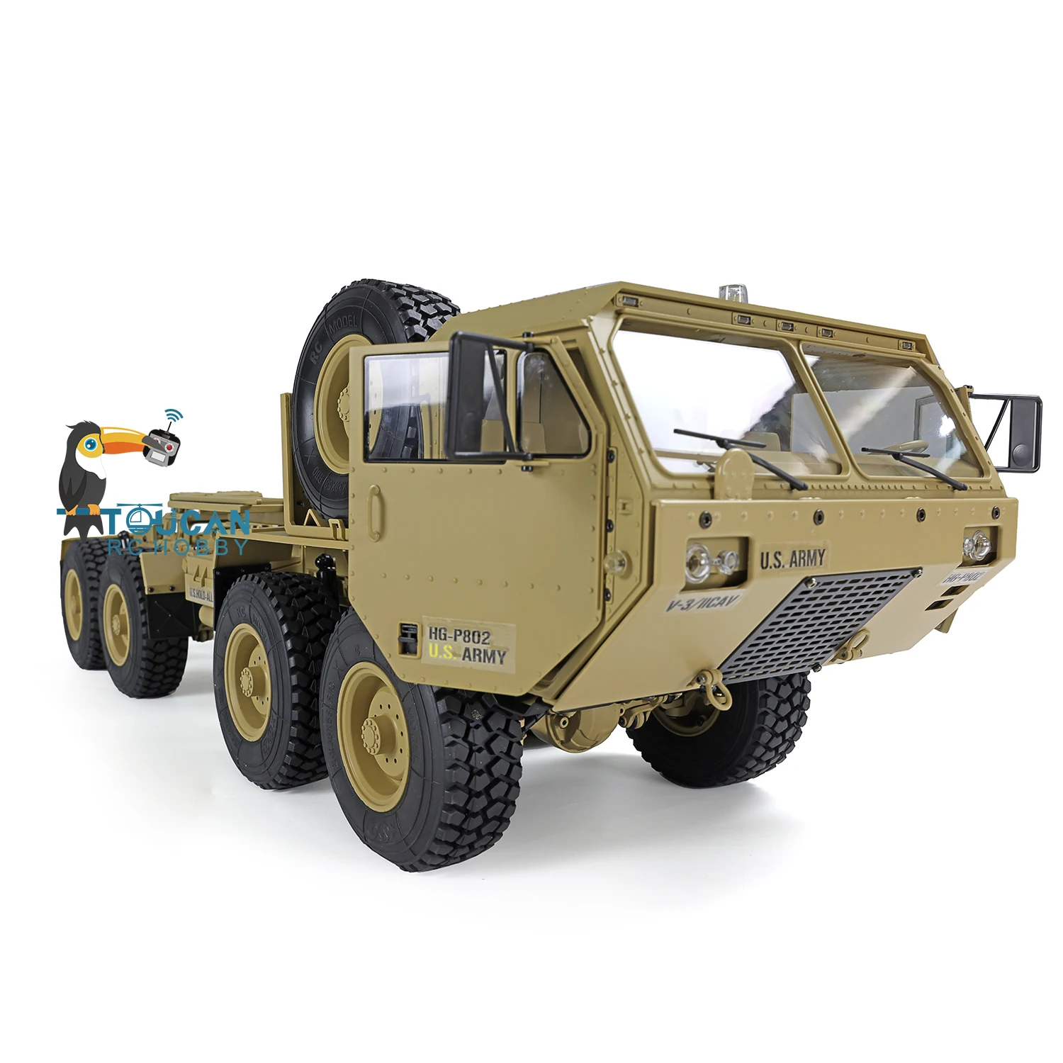 1/12 8x8 HG-P802 RC camión militar de EE. UU. 8x8 4 ejes chasis de Metal Control remoto luces de sonidos del ejército modelos de coches juguetes para regalo de adultos