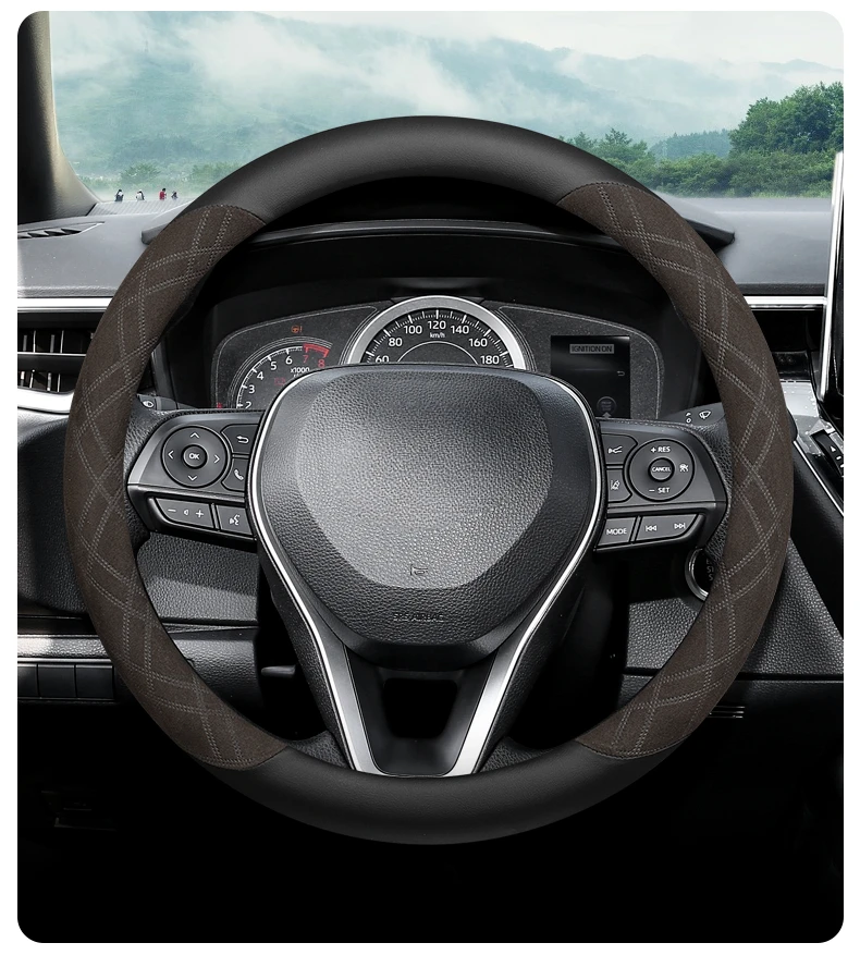 

For Toyota Camry Rav4 Willander No Hand Sewing Required Suede Steering Wheel Cover Put It Directly in Four Season Universal