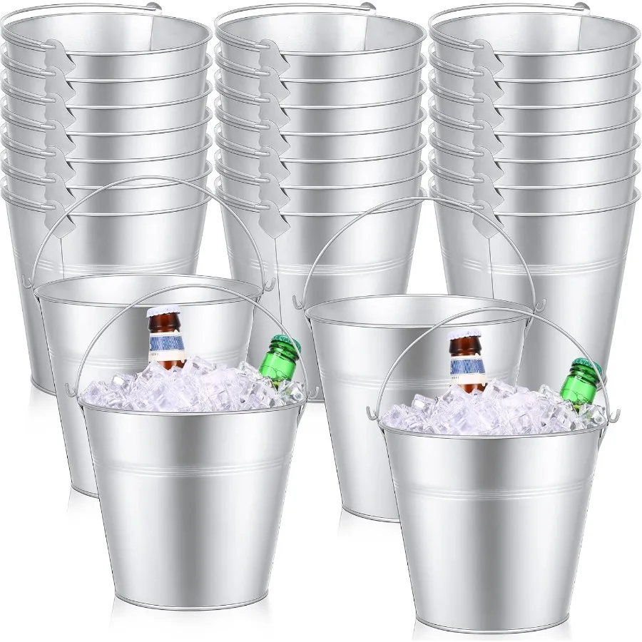 

24 Pcs Metal Beer Bucket Bulk Ice Bucket Ice Pails with Handle Champagne Soda Party Beverage Chiller for Summer Picnic Pool Wed