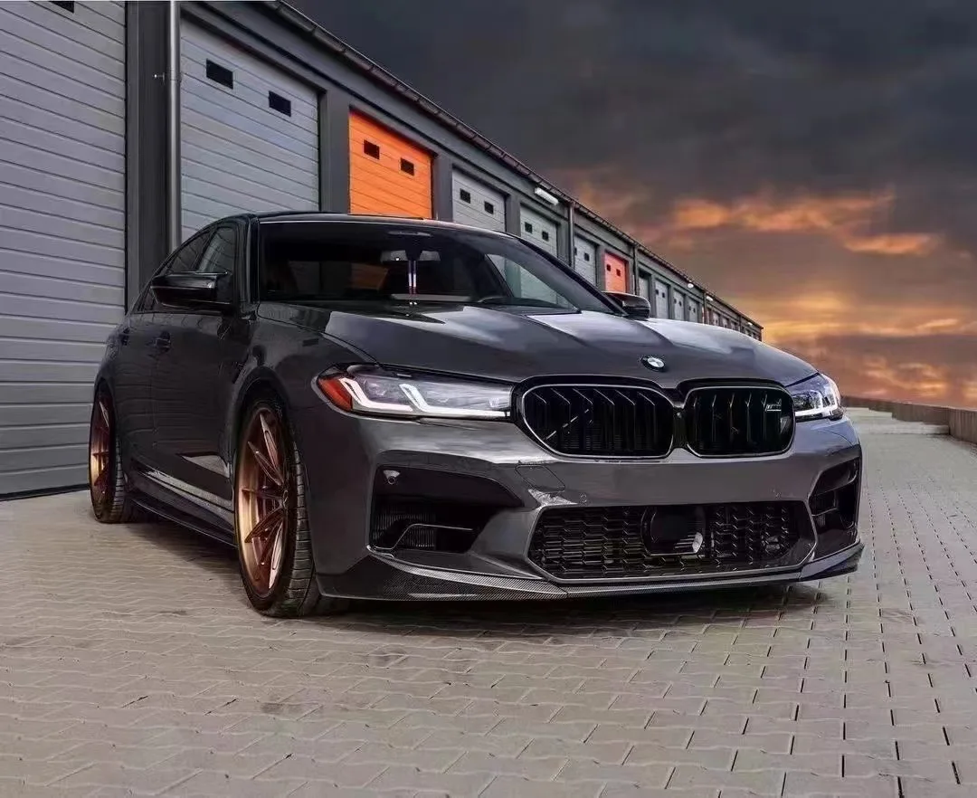 3PCS/SET  Carbon Fiber F90 M5 LCI Front Splitter Lips for BMW M5 LCI Competition Sedan 4-Door 2021 Front Bumper Lip