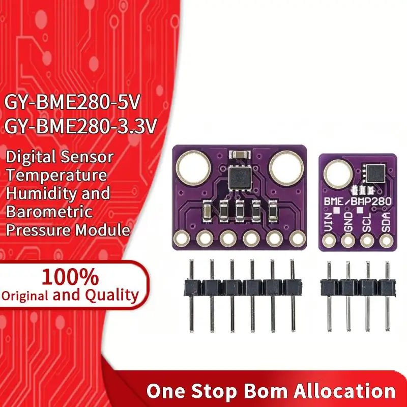 GY-BME280 Temperature Humidity Pressure Sensor Module I2C / SPI 3.3V / 5V Weather Station Altimeter Environmental Monitoring IC