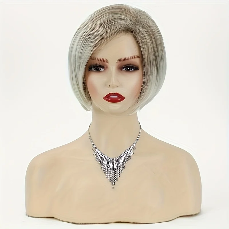 Women's Silver Gray Short Pixie Synthetic Wig