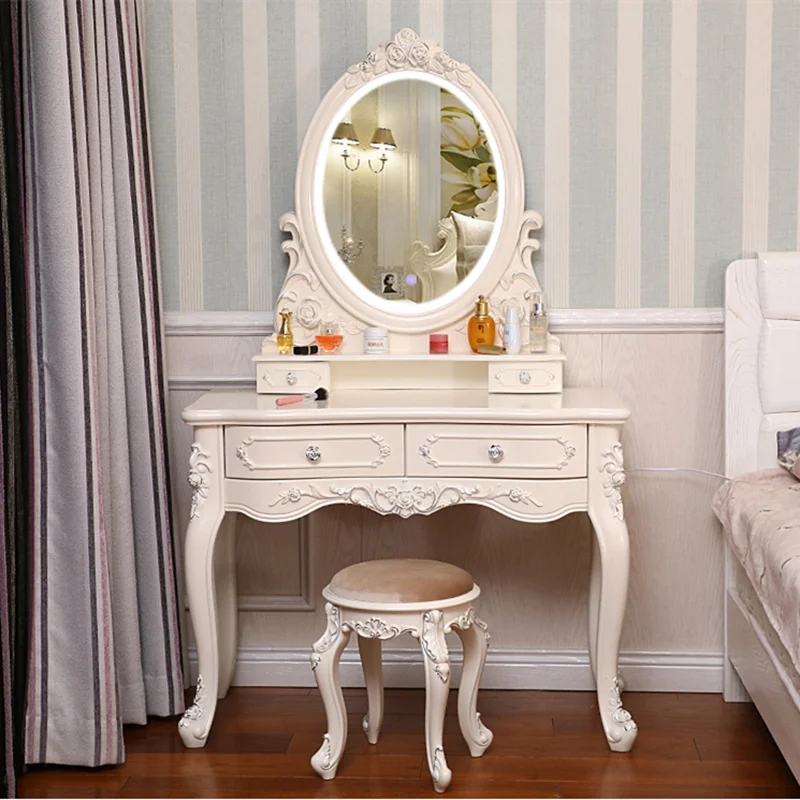 

European Simple Dresser Bedroom Modern Princess Simple Accessories Dressing Table Aesthetics Organizer Penteadeira Furniture