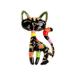 2022 Cute Enamel Corsage Paint Cat Brooch Unisex Women And Men Brooch Pin Animal Design Chinese porcelain style Fashion Jewelry