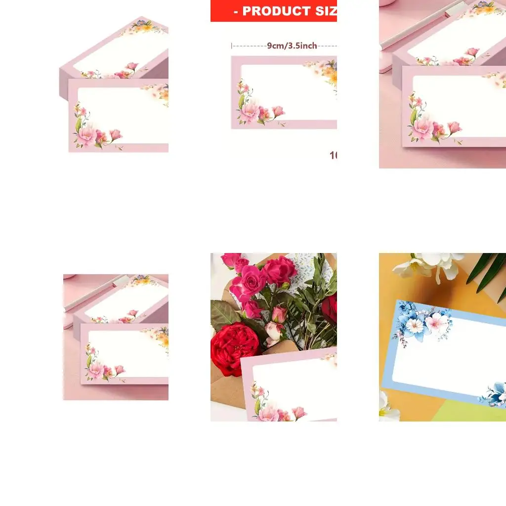  100Pcs Aesthetic Floral Note Card Multipurpose Small Note Memo Card For Handmade Invitation Letter Writing and Messages