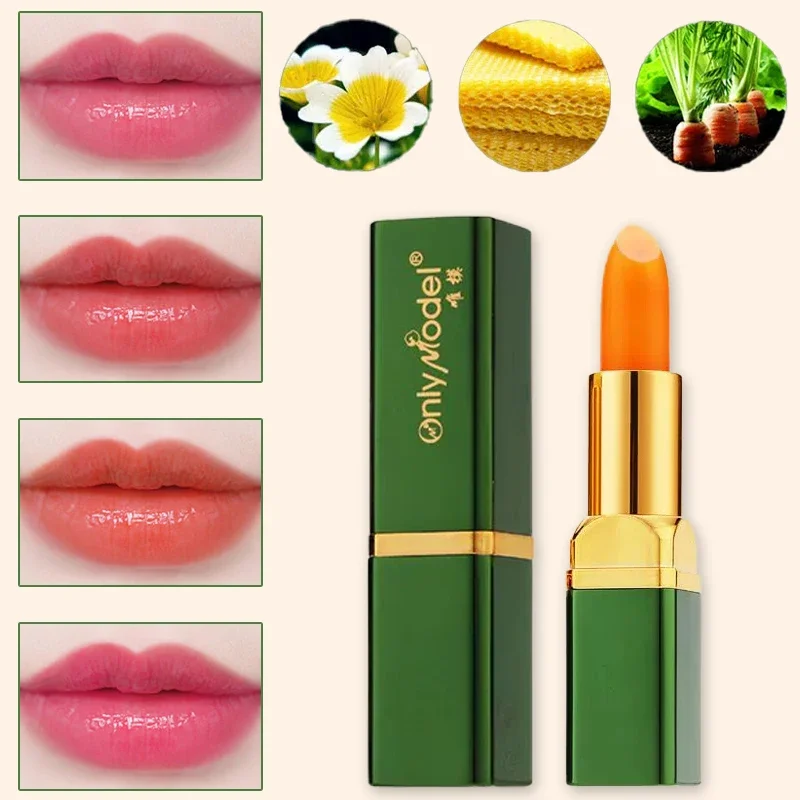 

Only Model Carotene Color Changing Lipstick Lip Balm Natural Plant Moisturizing Anti-Cracking Lip Gloss Fade Lips Lines Makeup