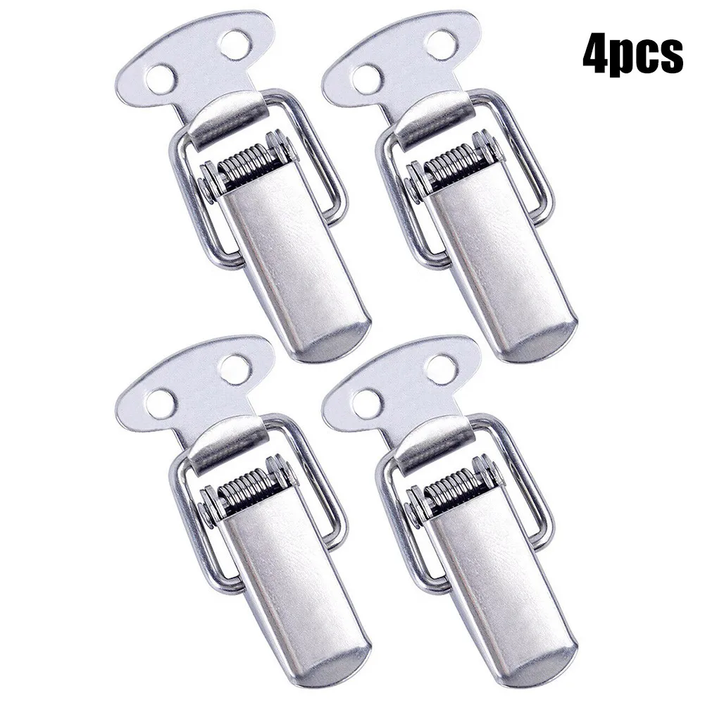 

4pcs/lot Stainless Steel Cabinet Boxes Spring Loaded Latch Catch Toggle Clamp Hasp Mini Lock For Chest Box Gift Suitcase Case