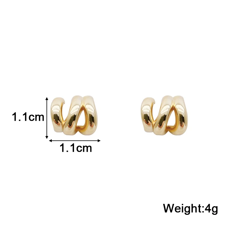 Mini C-shape Claw Stud Earrings for Women Gold Color Metal Three-layers Curved Small Earrings Simple Design Female Earrings