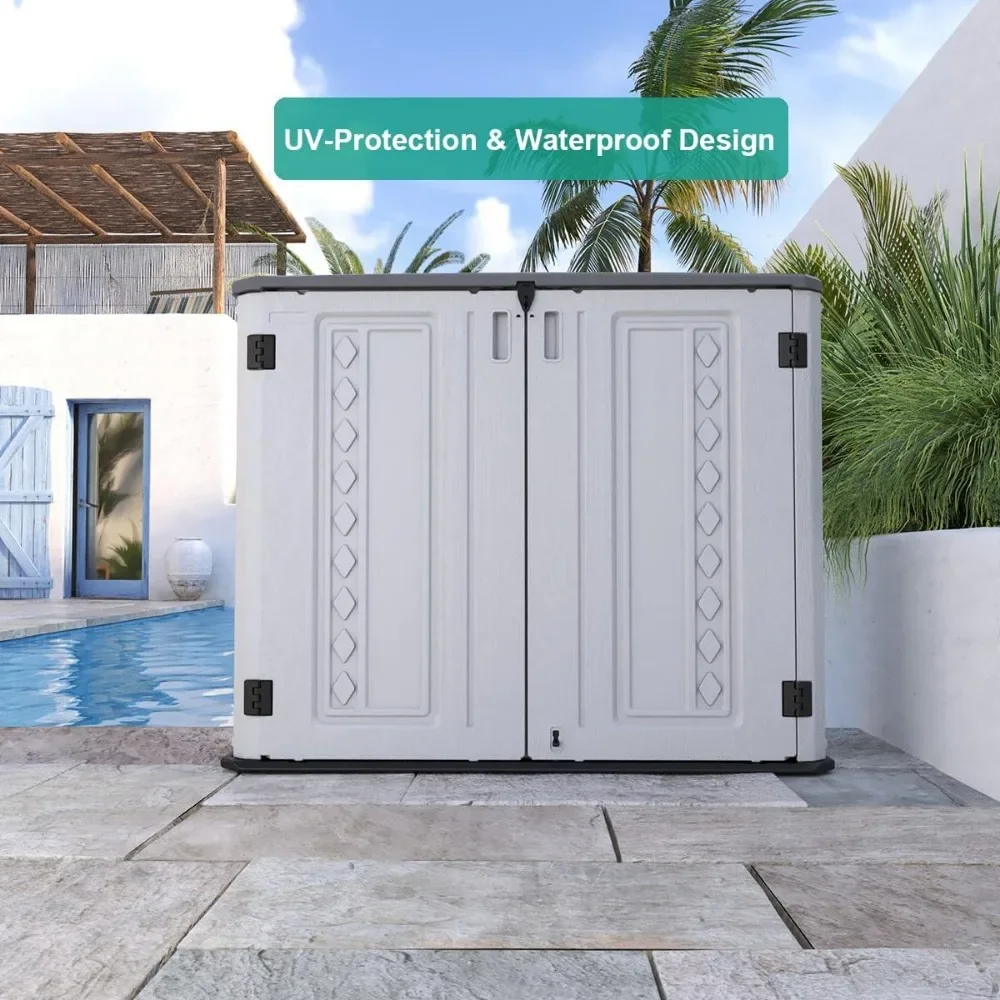 Outdoor Storage Shed-Horizontal Storage Cabinet Waterproof For Garden