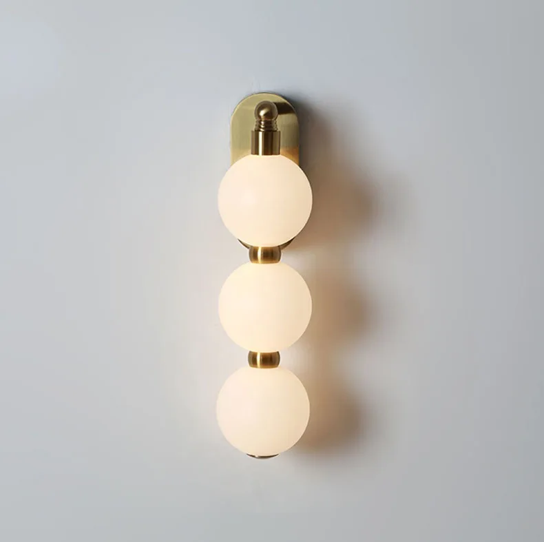 White Acrylic Ball Wall Lights Changeable Dimming Gold Metal