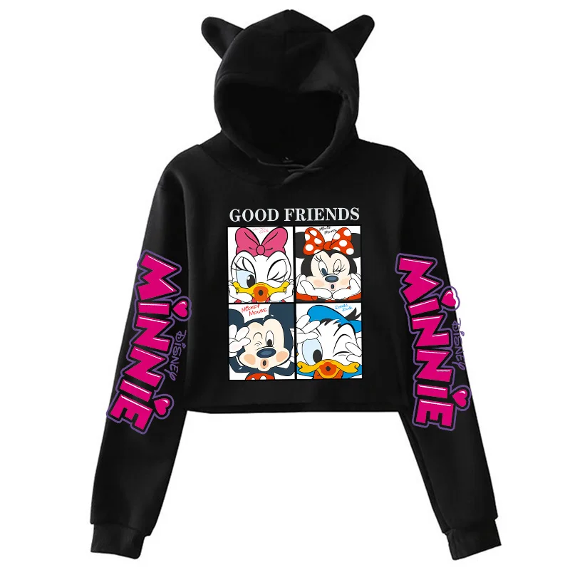 Cute Kawaii Sweatshirts 90s Y2k Gothic Cropped Hoodies Kuromi Hoodie Kuromi Sweatshirt Clothes Tops Sweatshirt Crop Top Cat