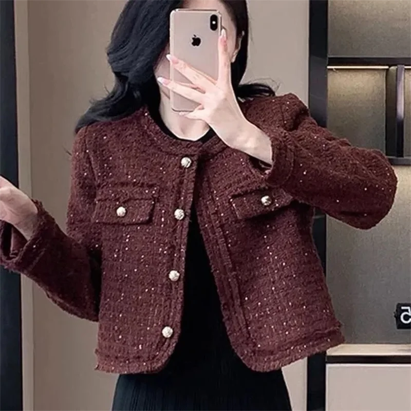 Small Fragrance style Jacket 2026 Spring Autumn New Korean version Fashion Temperament Short Coat Women's Design sense Tops