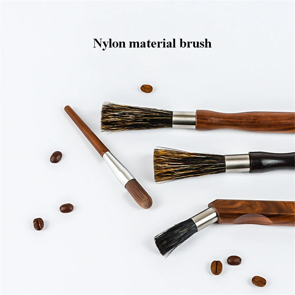 Coffee Grinder Cleaning Brush Dusting Espresso Machine Portafilter Cleaning Brush Nylon Anti-scalding Brush Walnut brush