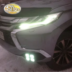 SNCN 2PCS LED Daytime Running Light For Mitsubishi Pajero Sport 2016 2017 2018 Waterproof ABS 12V Car DRL Fog Lamp Decoration