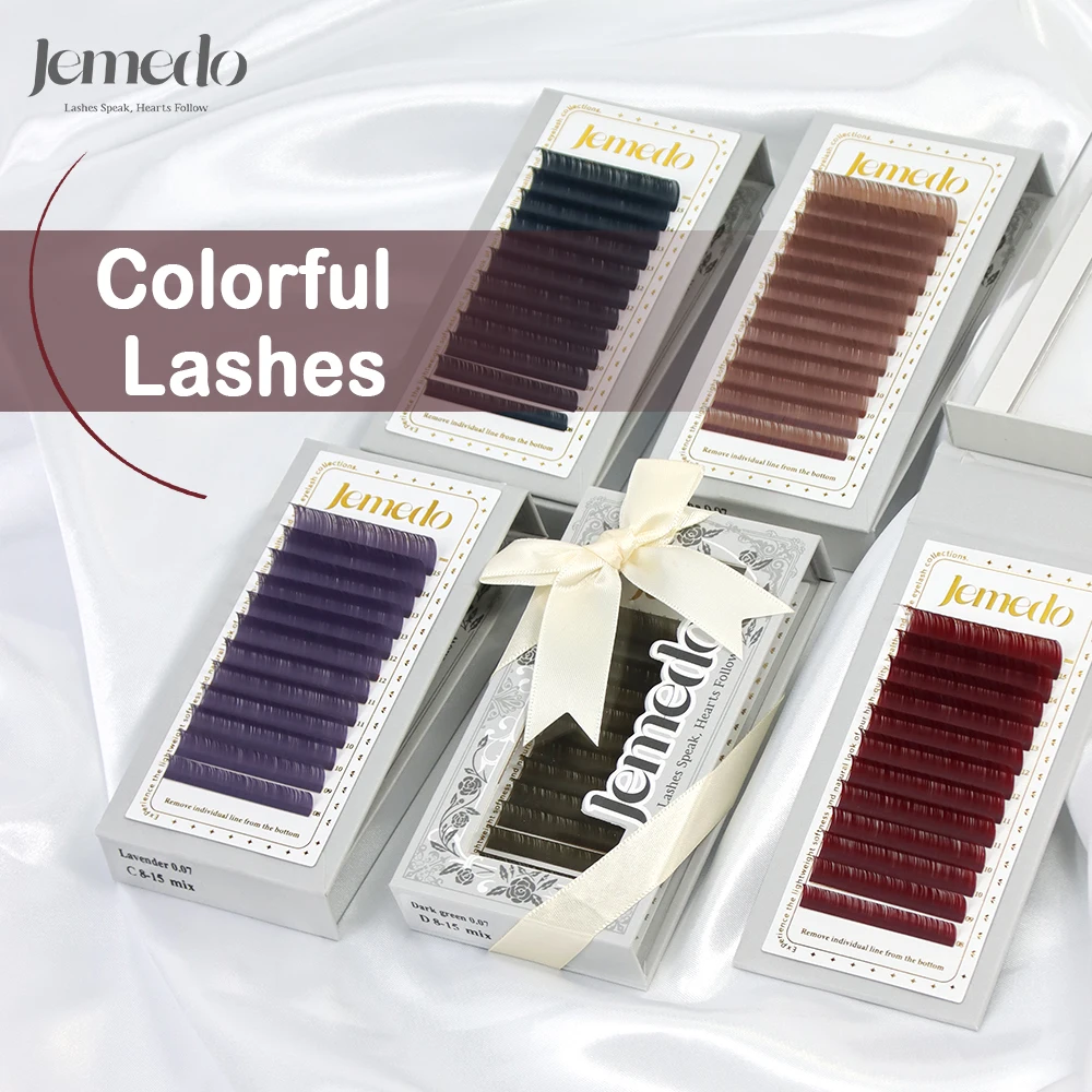 

JEMEDO Colorful Individual Eyelashes Morandi Colored Lash Extensions Mix 8-15mm False Mink Lashes Extension for Makeup Wholesale