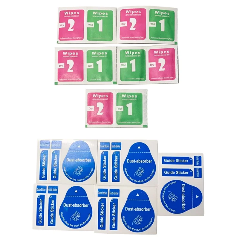 

5PCS Wet Dry Wipes Cleaning Cloths Dust Sticker Tools For Tempered Glass Screen Protector Guard Film For Phones Camera Tablet