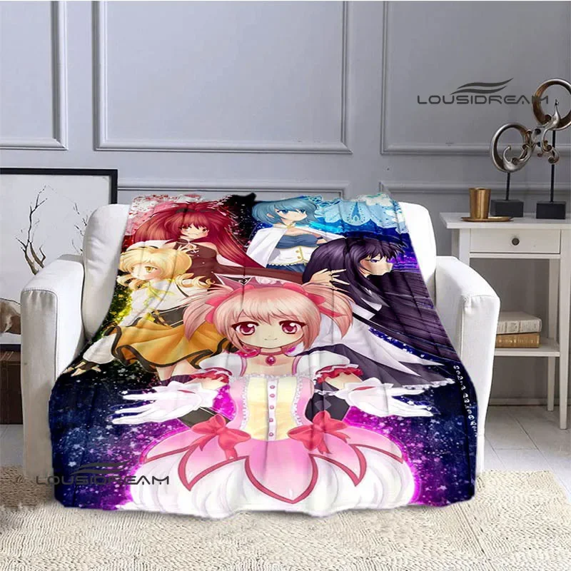 Puella Magi Madoka Magica Cartoon printed blankets Flange Warm blanket picnic blanket Soft and comfortable blanket Birthday Gift