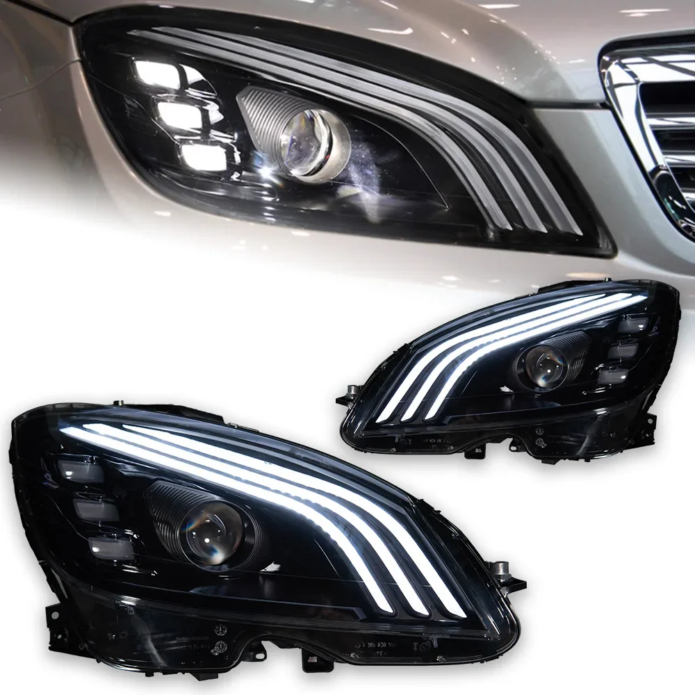 Car Lights for Benz W204 LED Headlight Projector Lens 2007-2010 C180 C200 Dynamic Signal Head Lamp Drl Automotive Accessories
