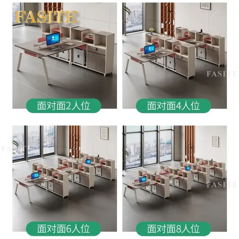 For Office Desk and Chair Combination Simple Modern Finance Workstation Four Person Double Desk for Staff