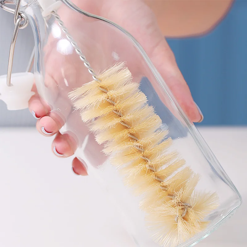 Plastic long handle Stainless steel Bottle cleaning brush Pig hair cleaning brush Multifunctional cleaning tool