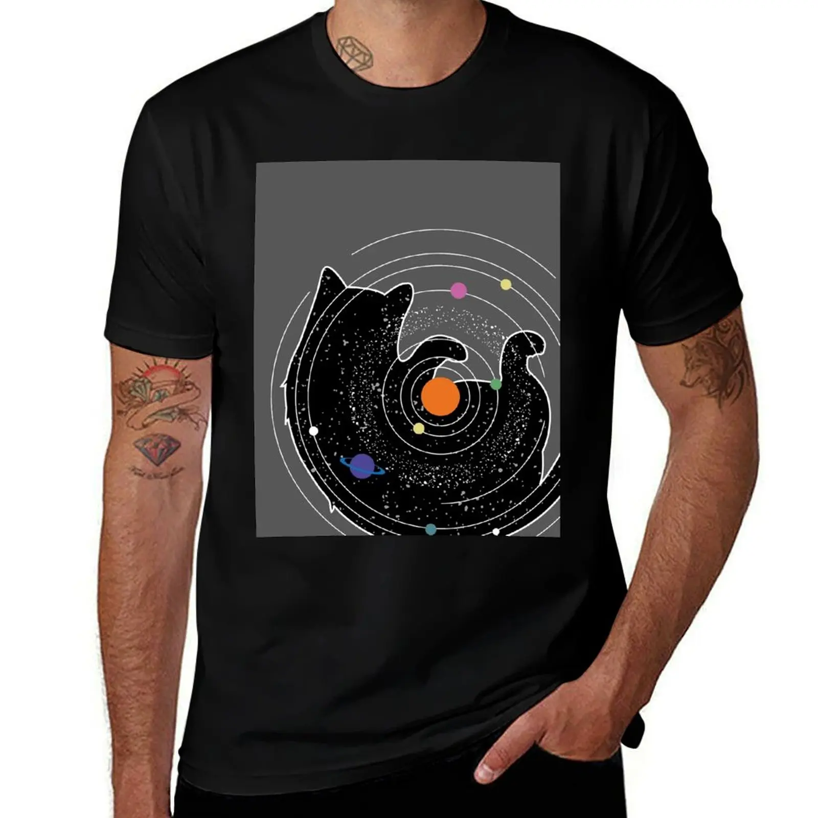 Space cat univers T-Shirt Casual Simple Design Short Sleeve Shirt T-Shirt