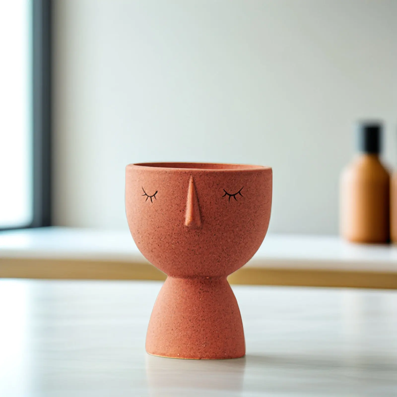 

Ceramic Flower Pot Small Desktop Planter Abstract Design Indoor Plant Pot Decorative Flower Planter for Office Garden