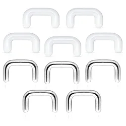 WKOUD Pierced Owl Set Of 10 Septum Ring Retainers In 316L Stainless Steel And Clear Acrylic