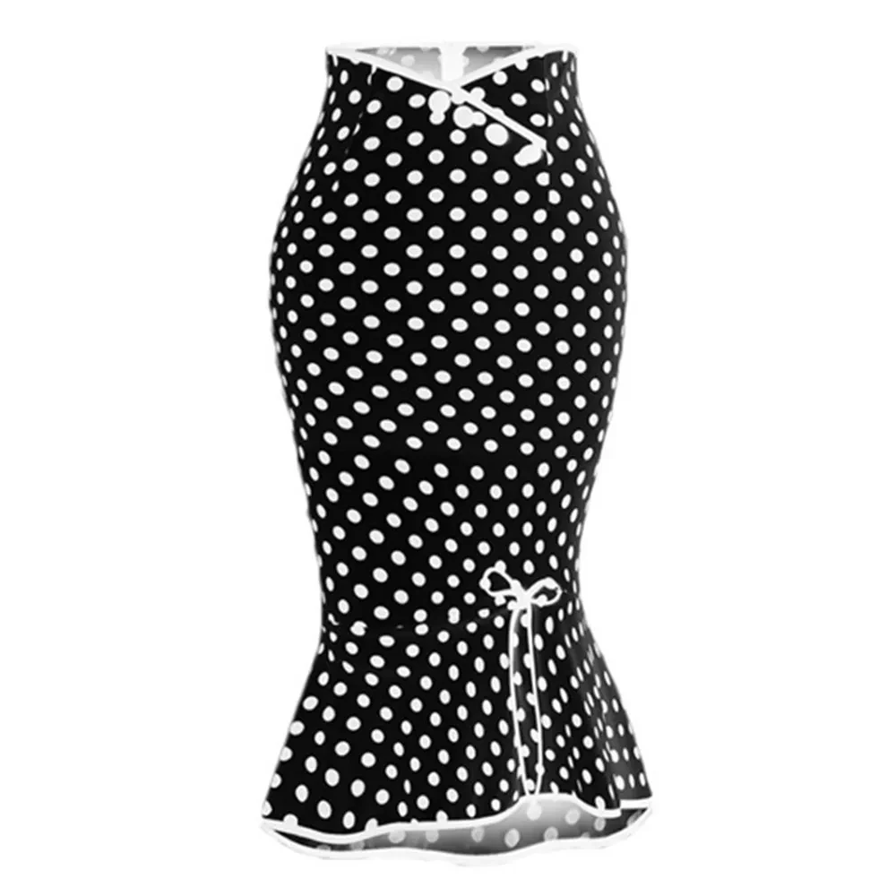 BABYONLINE Bodycon Skirt Women's Ruffle Midi Skirt Casual Retro Party Pencil Skirt Fashion Short Winter Dress FS5005