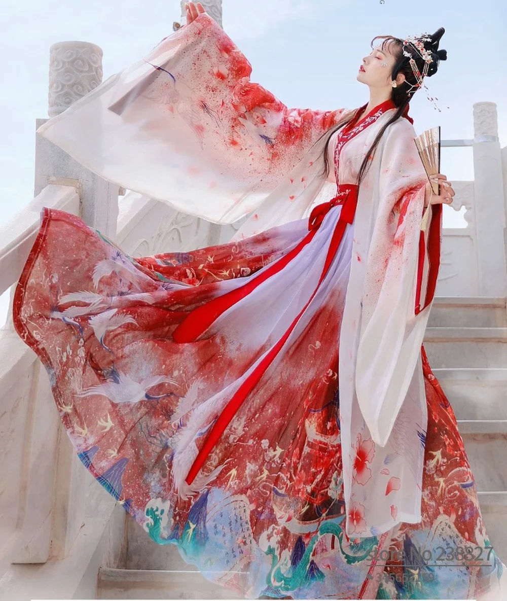 Hanfu-Costume de la dynastie Wei Jin de style chinois authentique pour femme, col croisé, jupe Ru, nouveau cosplay, automne