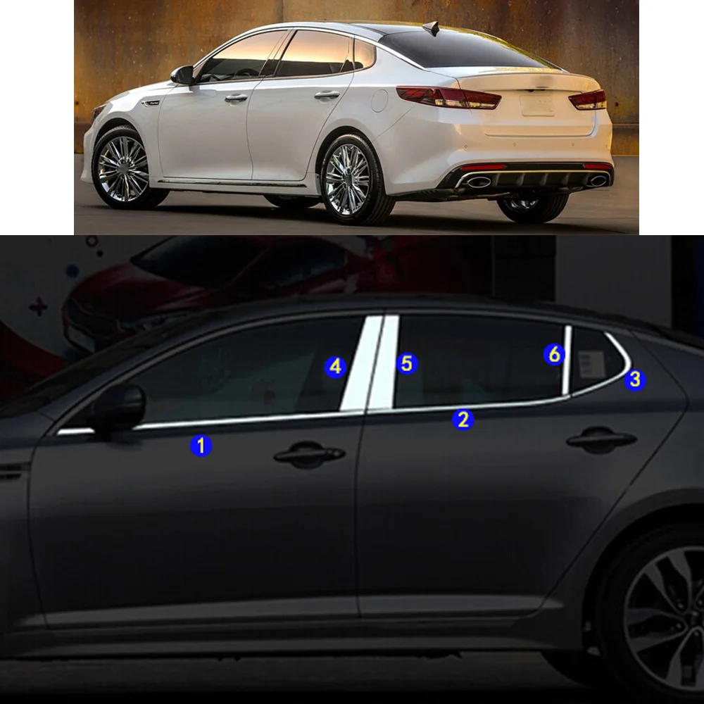 Car Sticker Garnish Pillar Window Middle Strip Trim Frame Hoods Parts For KIA K5 Optima Sedan 2016 2017 2018 2019