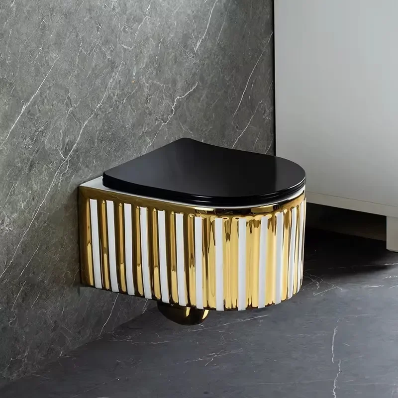 Wholesale Gold Electroplated Wall Mounted Toilet Ceramic WC Pan Bathroom Fixture Export from Chaozhou Guangdong to Middle