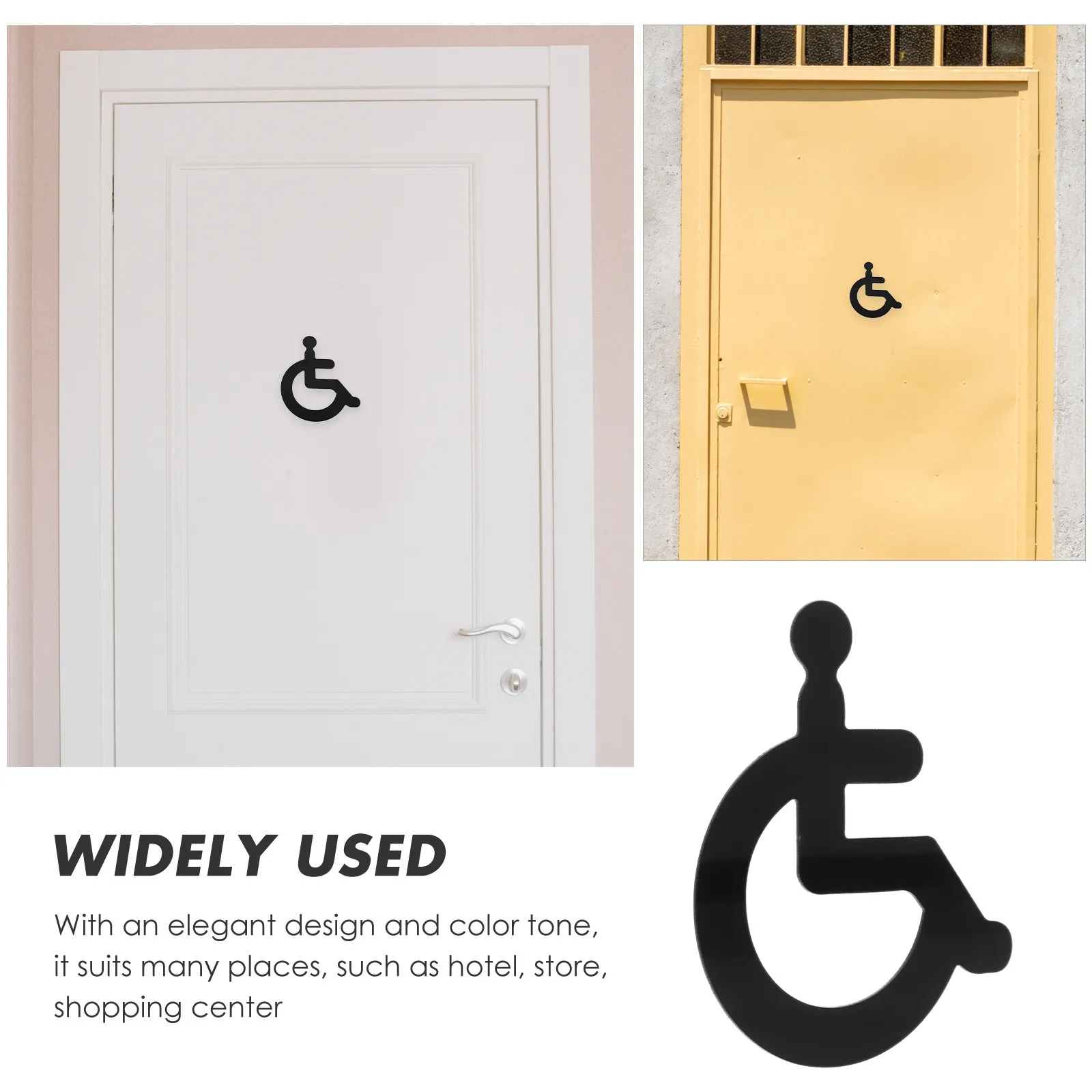 4Pcs Wheelchair Disabled Sign Acrylic Toilet Symbol for Restroom Door Bathroom Direction Sign Clear Guiding Indicator