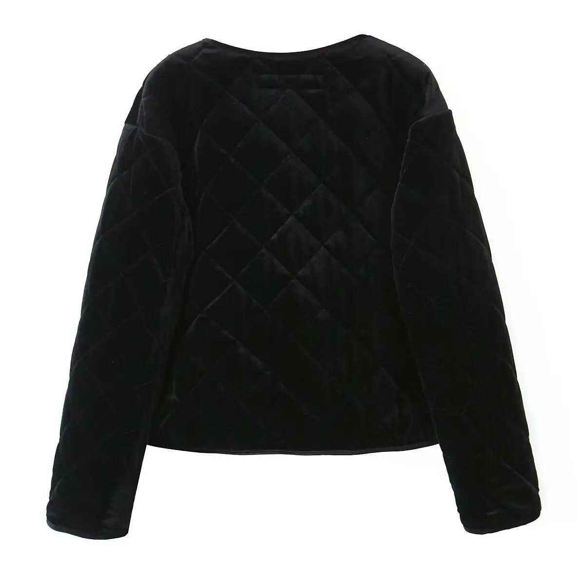 Women's Clothing 2024 Winter Fashion Velvet Round Neck Long Sleeved Single Breasted Cotton Jacket