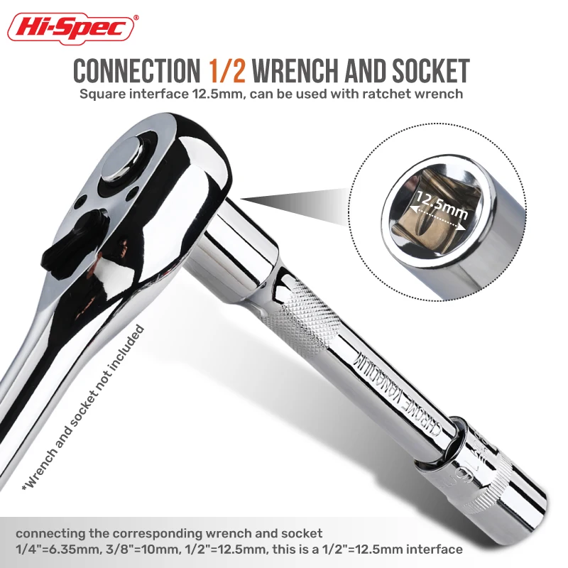HI-SPEC 1 PC Socket Extension Bar 1/2" Drive With 50Mm 100Mm 150Mm Lengths For Ratchet Wrench Use Essential Hand Tool Set image 3
