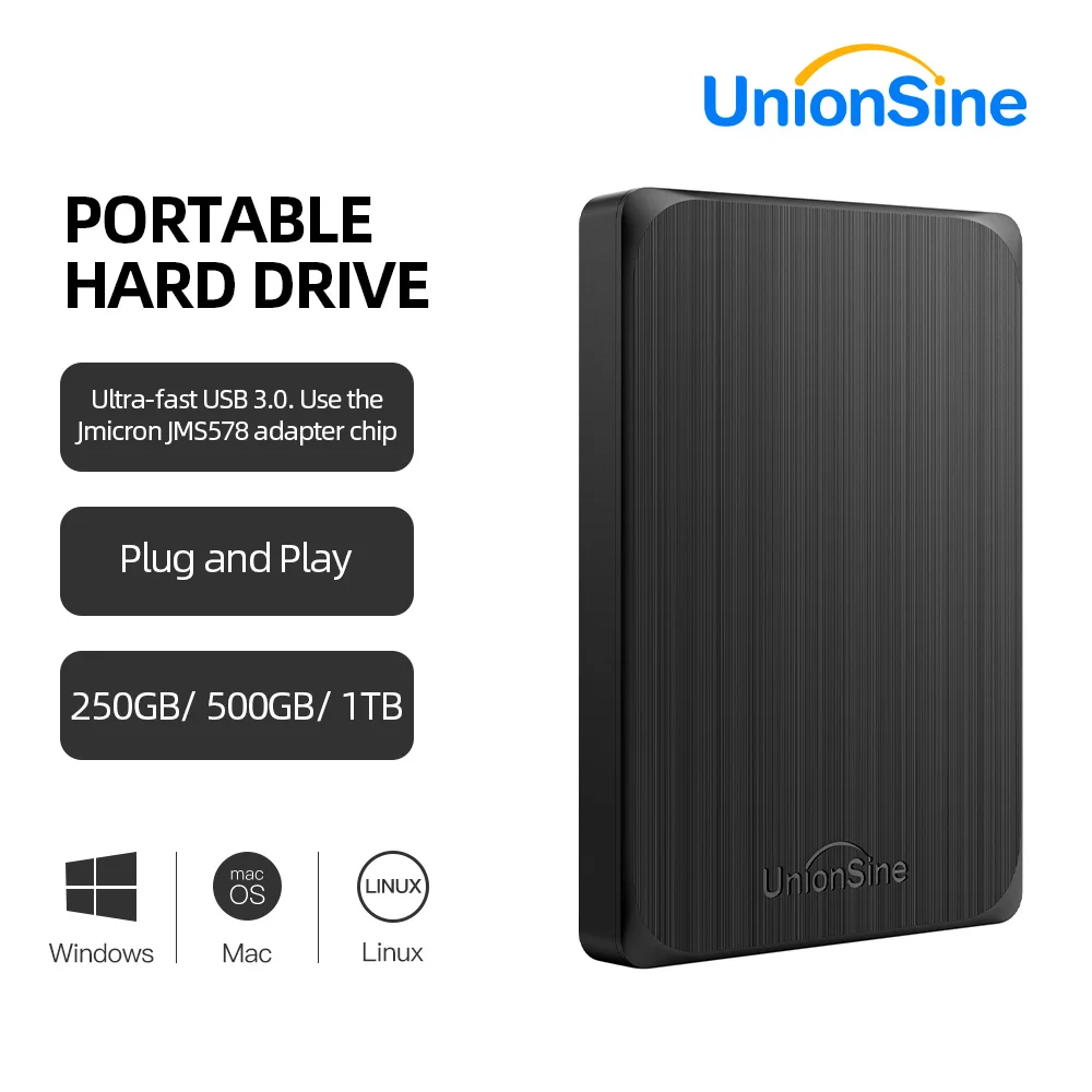 

UnionSine External Hard Drive 2.5" HDD 320gb/500gb/1tb USB3.0 External Hard Disk Storage Compatible For Desktop/Laptop/MacBook