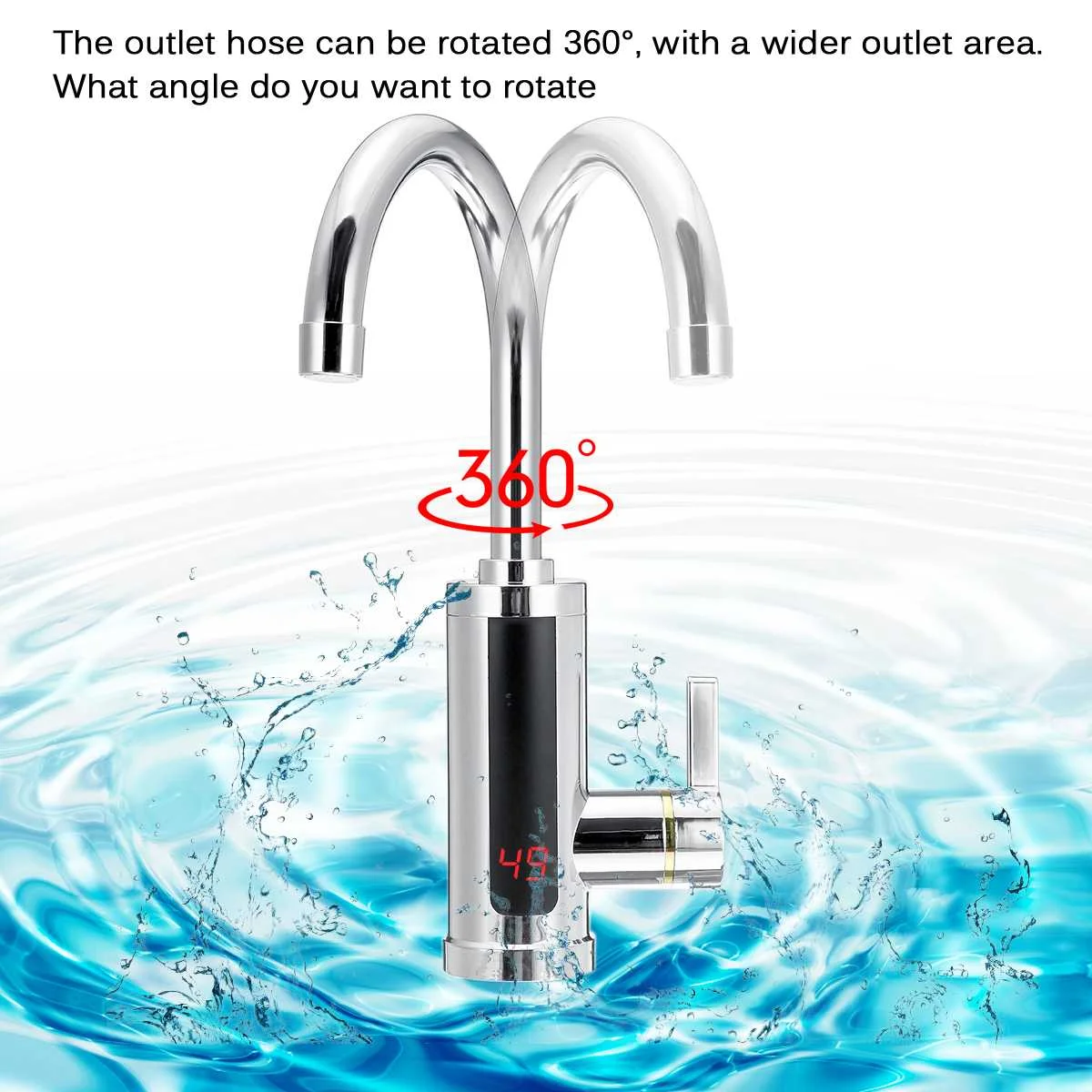 3000W Kitchen Faucet Electric Water Heater Tap Instant Hot Water Faucet Heater Heating Faucet Tankless Water Heater with LED